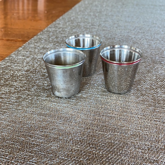 Dining Vintage Metal Shot Glasses In Leather Rupp Case Poshmark